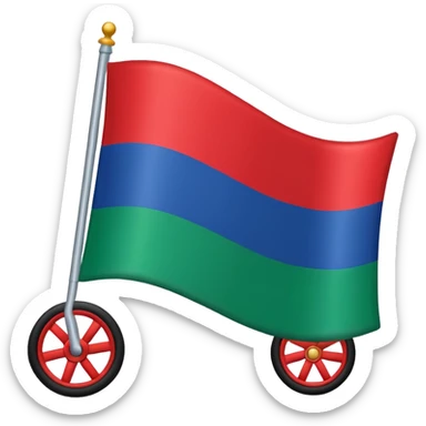 flag with green at the bottom and blue at the top with a red wheel in the middle sticker