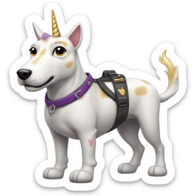 Perro con un arma montado en un unicornio sticker