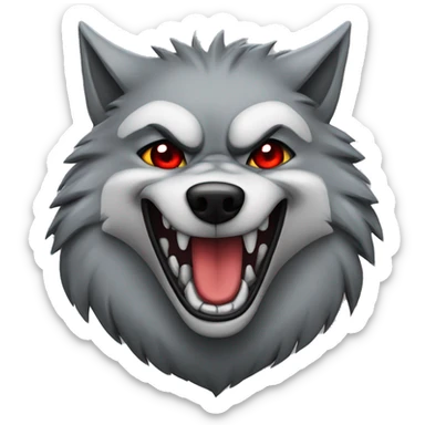 head of a badass wolf smiling at the camera. Gray fur red eyes sticker