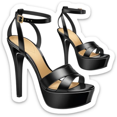 ultra realistic shiny black leather platform sandals sticker