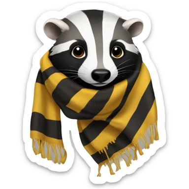 badger head with a striped hufflepuff hogwarts winter scarf sticker