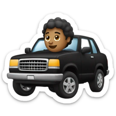 Chico recostado en un carro negro  sticker