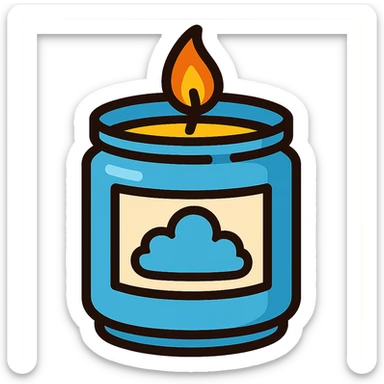 aesthetic sky blue scented candle, bold colors and outlines sticker