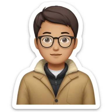 Korean 31-year-old male marketer / Wears warm clothes / Wears glasses sticker