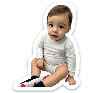 child sitting in socks sticker