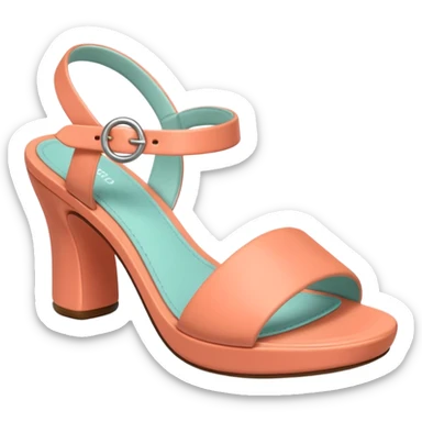 A 3D cartoon Peach coral open-toe sandal with ankle straps and smooth curved sole, isolated plain background, Memoji-style rendering. sticker