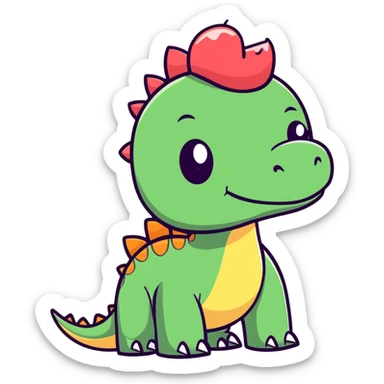 dinosaur with eyelashes and lipstick  sticker
