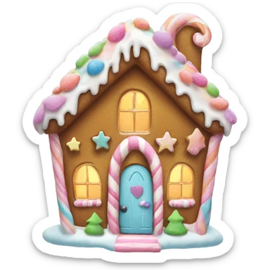 Pastel gingerbread house with a fairy sticker