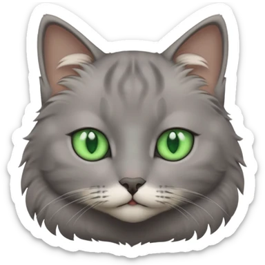 Grey cat with green eyes sticker
