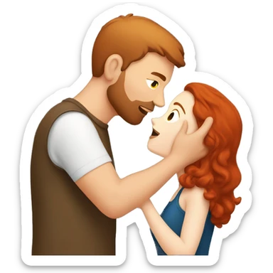 A brunette kissing a redhead man sticker