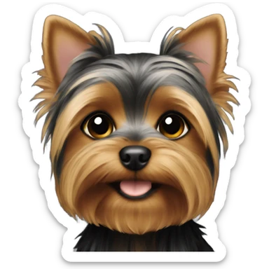 yorkie puppy dark fur sticker