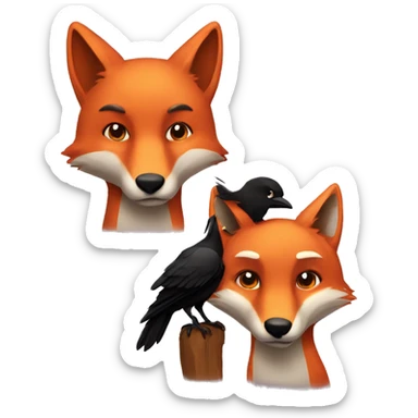 fox and a crow sticker