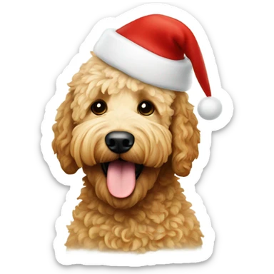 Golden doodle with santa clause sticker