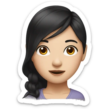 Asian girl with black hair sticker
