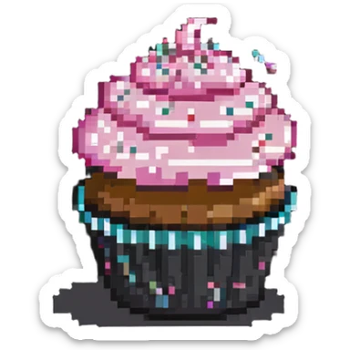 cupcake with pink icing and sprinkles sticker
