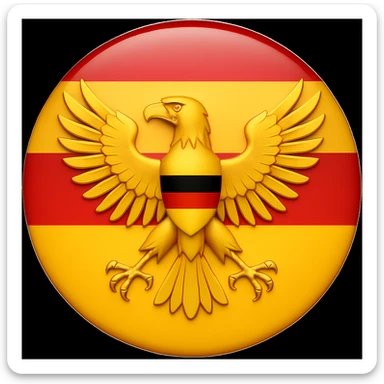 Edit the image of the German flag by changing the eagle to gold color. Keep the design bold, clear, clean, and recognizable with no text. Maintain the original style and clarity of the eagle design. sticker