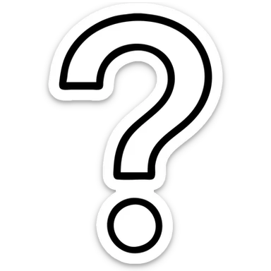 question mark icon, bold outline, minimal, flat design sticker