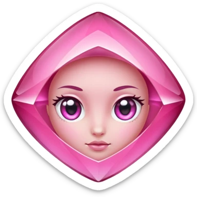 pink gemstone with sharp edges, cute eyes sticker