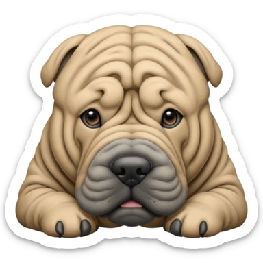 shar pei dog with grey hair  sticker