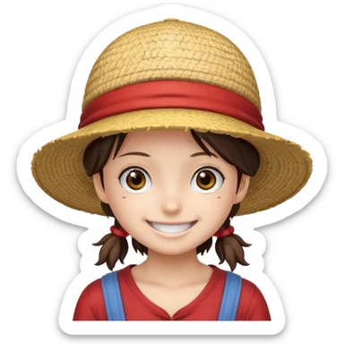 a girl with Luffy hat sticker