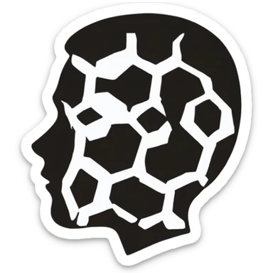 silhouette of a human head with a honeycomb pattern inside the head sticker