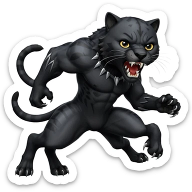 A black panther killing a wolf sticker