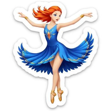 lyrical dancer in blue dramatic firebird jump sticker
