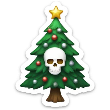 Christmas tree with white skull ornaments sticker