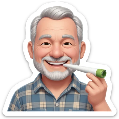 Chubby goofy looking middle aged  white guy Smoking A SUPER HUGE white and green smoking doobie sticker