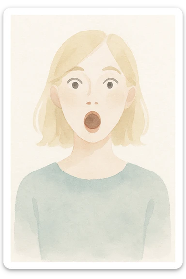 an aesthetic shocked blonde woman, watercolor effect, dreamy, delicate, light background sticker