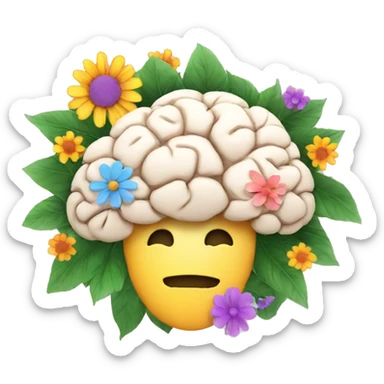 ADHD logo with a brain with Flowers  sticker