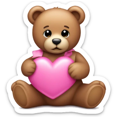 Teddy bear holding pink  sticker