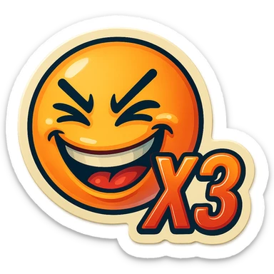 grin EVIL LOOk , Make it say "X3"" sticker