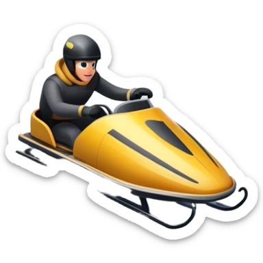 An icon featuring a sleek sled speeding down a snowy hill, with a snowy landscape and pine trees in the background. The motion lines and slight snow spray emphasize the thrill of the ride. Transparent background highlights the excitement and fun of sledding. sticker