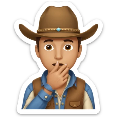 cowboy making oops expression covering mouth sticker