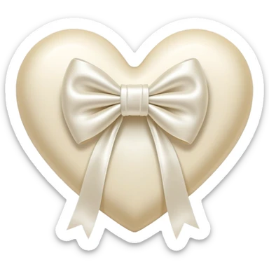 white heart with cream bow sticker
