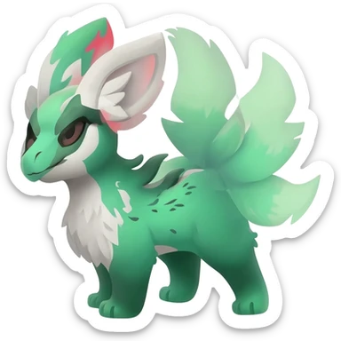 Kawaii Cute Edgy Green Red White ethereal Fionbri-Vernid-Trico-animal-creature full body sticker
