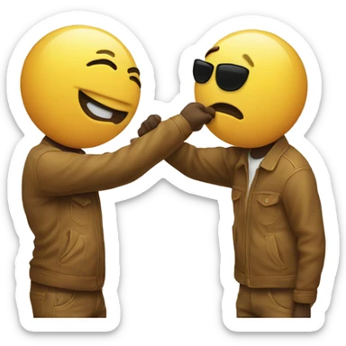 two emojis dabbing each other up while kissing sticker