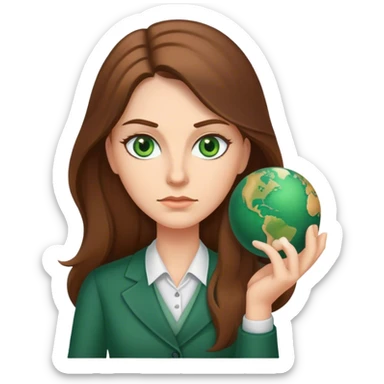 Stern female teacher with long Brown hair and Green eyes sticker