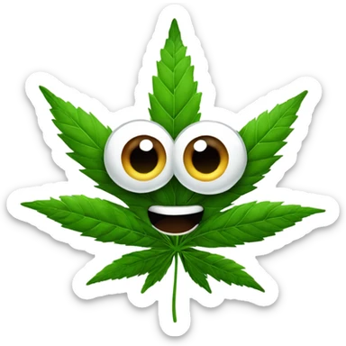 marijuana leaf with big eyes sticker