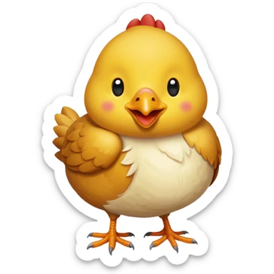 Cree moi un emoji poulet qui mange du poulet  sticker