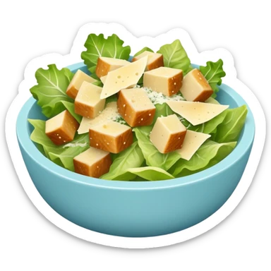 super realistic caesar salad in small light blue bowl sticker