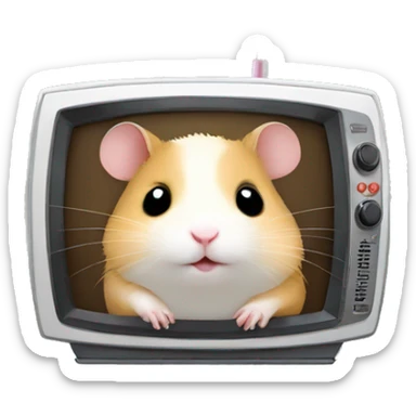 a cute hamster sleeping in a TV set with antennae. sticker