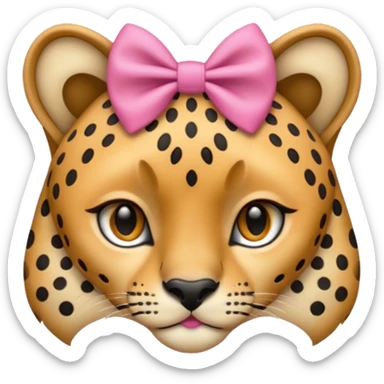Cheetah  with a small pink bow on her ear￼ sticker