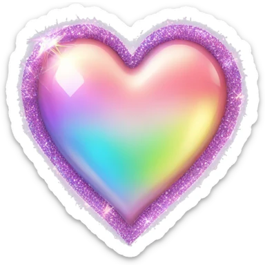 Iridescent heart with sparkle sticker