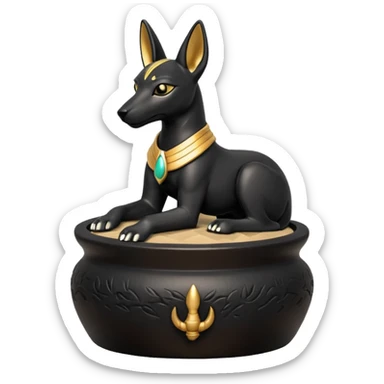  Comforting black fur Anubis tiny statuette cracked-surface bonsai pot  sticker
