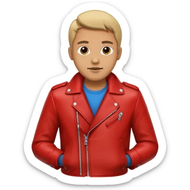 Motorbiker man with red leather jacket sticker