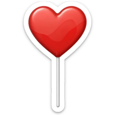 red heart-shaped lollipop on a stick sticker