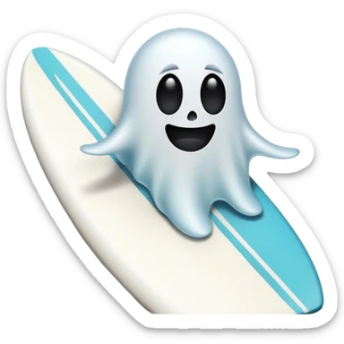 Ghost emoji on a surfboard  sticker