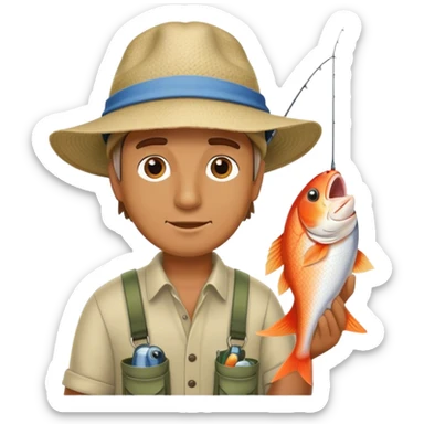 Fish and fisher man sticker
